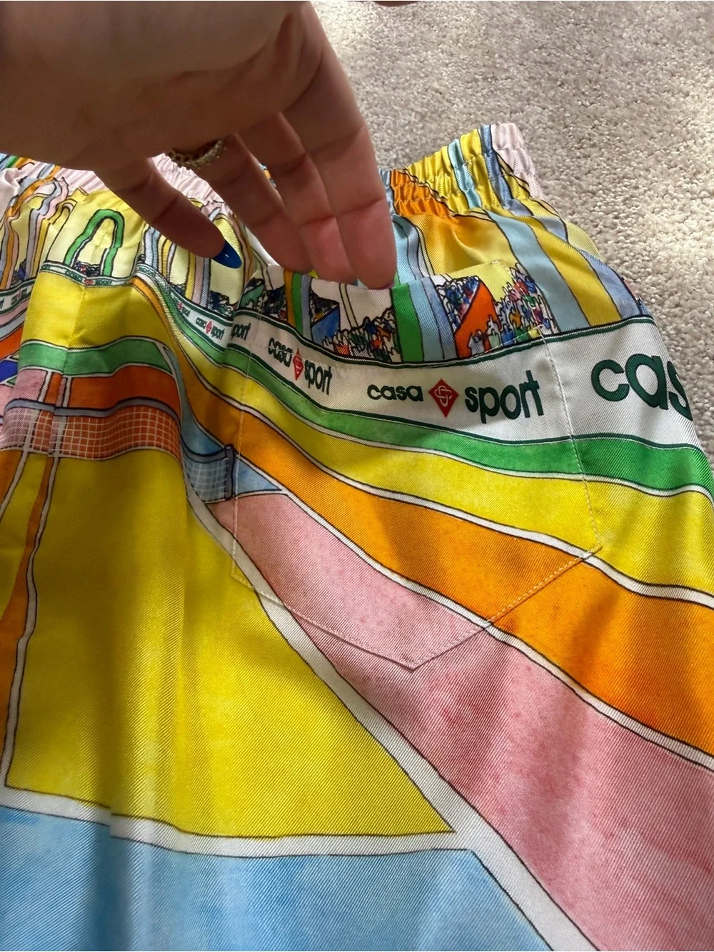 Casablanca Tennis Club Casa Sport Silk Game Shorts | Italian Resort Print | XS